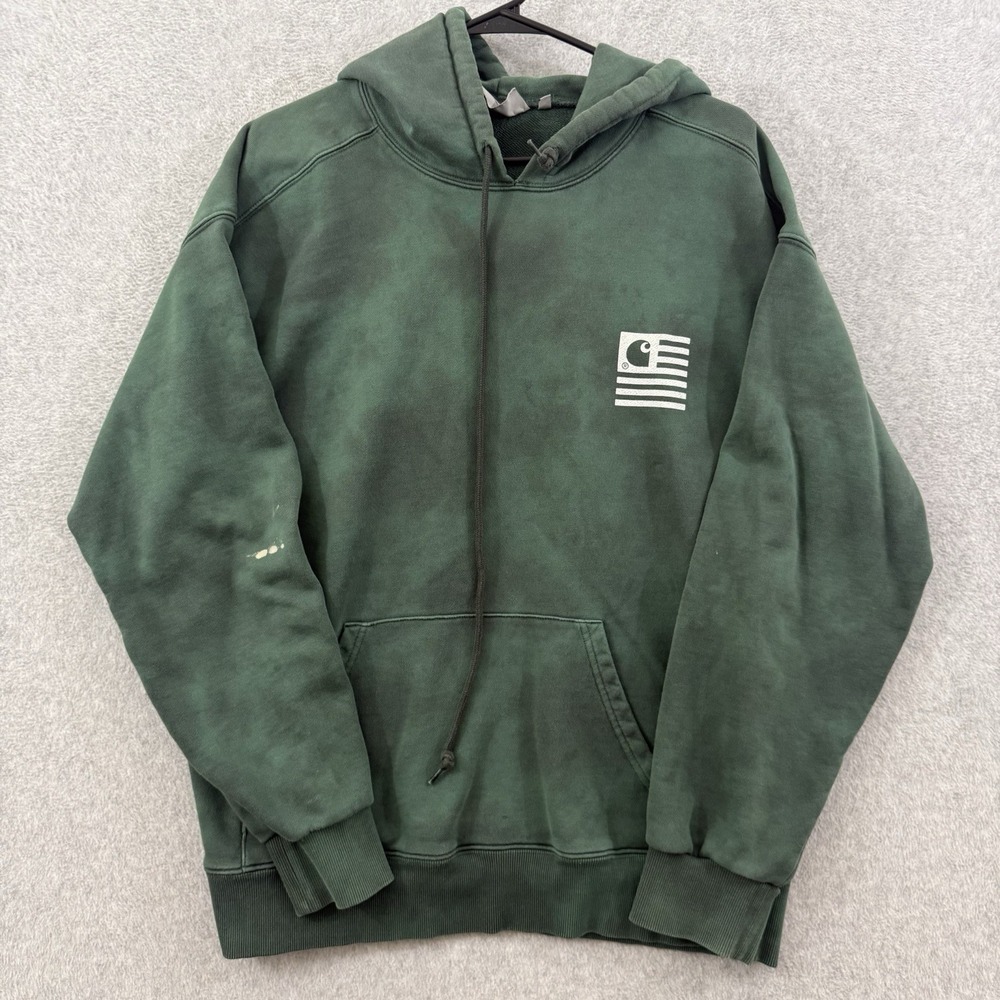 Carhartt WIP Hooded Chromo Sweat Green Flag Graphic Hoodie Large